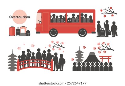 Illustration of image of overtourism in Japan