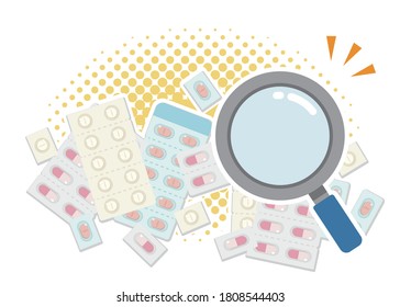 Illustration of an image of researching a medication.