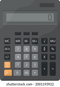Una ilustración con la imagen de una calculadora escolar. Calculadora de Office.Máquina de cálculo. Ilustración del vector aislada en un fondo blanco