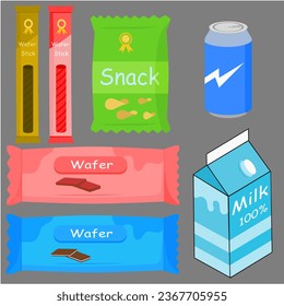 illustration image of a set of simple snacks