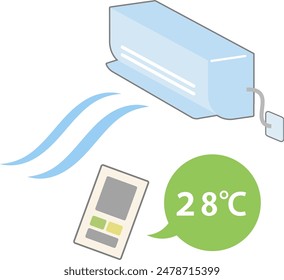 Ilustración de una Imagen Guardar de ajuste del acondicionador de aire a 28 grados centígrados para