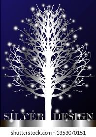 illustration with the image of a stylized tree in silver color, can be used as a finished logo or a basis for creating your own design
