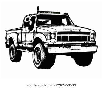 Illustration image of a truck with a front nose, white background 