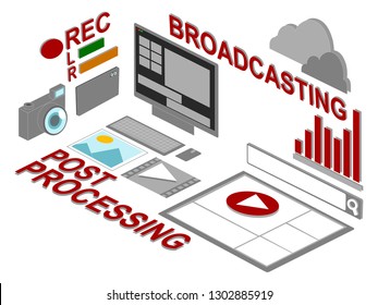 Illustration of image and video content for broadcasting