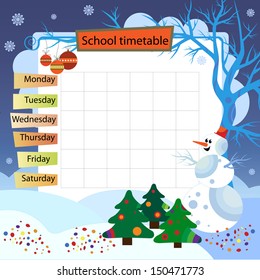 Illustration with the image of winter. Background to the training schedule. 