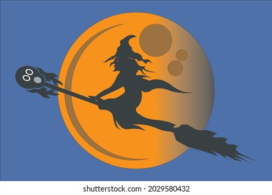 
The illustration image of a witch flying is used for Halloween event design purposes