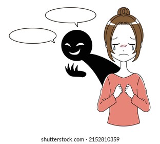 Illustration of an image of a woman who is accusated and sad