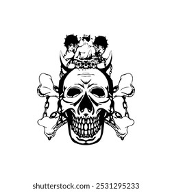 Illustration images with a skull theme, suitable for clothing designs, stickers and wall decorations