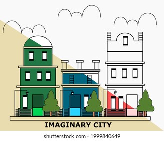 illustration imaginary city in the vector