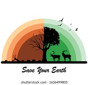 illustration of the impact of globalization on animals and nature