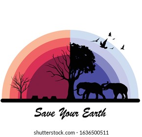 illustration of the impact of globalization on animals and nature