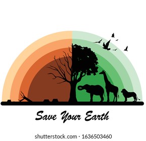 illustration of the impact of globalization on animals and nature