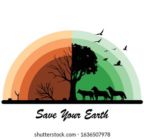 illustration of the impact of globalization on animals and nature