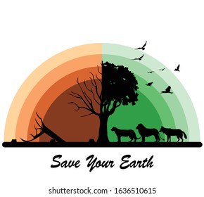 illustration of the impact of globalization on animals and nature