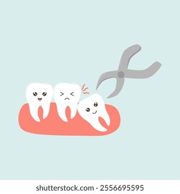 Illustration of the Impacted Tooth Extraction Process