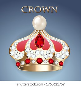 illustration imperial gold crown with jewels