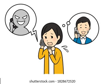 illustration of impostor scam by phone