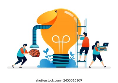 illustration of include artificial intelligence in light blub to getting ideas and inspiration