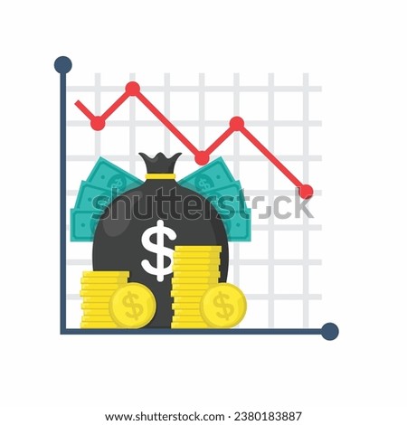illustration of income decreasing. vector illustration in flat style