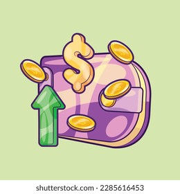 Illustration of Income Growth Vector with Isometric Wallet