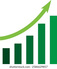 Illustration of increasing bar graph with upward arrow