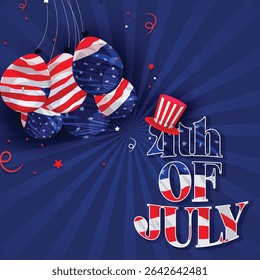 Illustration of Independence Day of America. Vector design of 4th of July celebration theme. Beautiful designs for Day of Freedom with USA flag concept. 