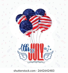 Illustration of Independence Day of America. Vector design of 4th of July celebration theme. Beautiful designs for Day of Freedom with USA flag concept. 