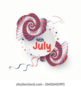 Illustration of Independence Day of America. Vector design of 4th of July celebration theme. Beautiful designs for Day of Freedom with USA flag concept. 