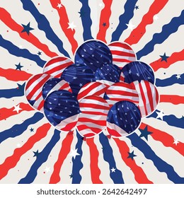 Illustration of Independence Day of America. Vector design of 4th of July celebration theme. Beautiful designs for Day of Freedom with USA flag concept. 