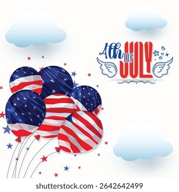 Illustration of Independence Day of America. Vector design of 4th of July celebration theme. Beautiful designs for Day of Freedom with USA flag concept. 