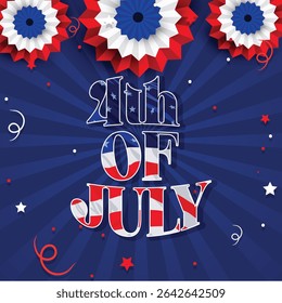 Illustration of Independence Day of America. Vector design of 4th of July celebration theme. Beautiful designs for Day of Freedom with USA flag concept. 