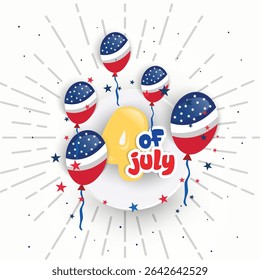 Illustration of Independence Day of America. Vector design of 4th of July celebration theme. Beautiful designs for Day of Freedom with USA flag concept. 
