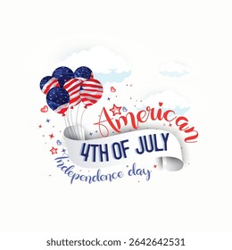 Illustration of Independence Day of America. Vector design of 4th of July celebration theme. Beautiful designs for Day of Freedom with USA flag concept. 