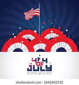 Illustration of Independence Day of America. Vector design of 4th of July celebration theme. Beautiful designs for Day of Freedom with USA flag concept. 