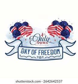 Illustration of Independence Day of America. Vector design of 4th of July celebration theme. Beautiful designs for Day of Freedom with USA flag concept. 