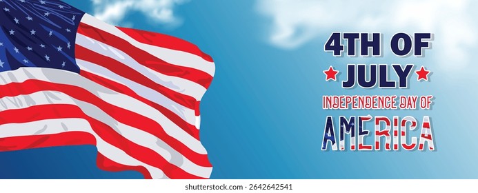 Illustration of Independence Day of America. Vector design of 4th of July celebration theme. Beautiful designs for Day of Freedom with USA flag concept. 