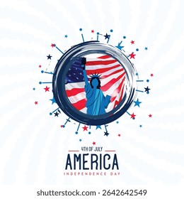 Illustration of Independence Day of America. Vector design of 4th of July celebration theme. Beautiful designs for Day of Freedom with USA flag concept. 