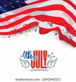 Illustration of Independence Day of America. Vector design of 4th of July celebration theme. Beautiful designs for Day of Freedom with USA flag concept. 