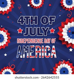 Illustration of Independence Day of America. Vector design of 4th of July celebration theme. Beautiful designs for Day of Freedom with USA flag concept. 