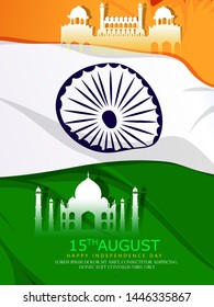 illustration of independence day   Famous monument of India in Indian background for 15th August