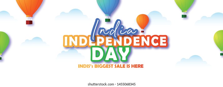 illustration of independence day in India celebration on August 15. Web header or banner design, poster, sale banner