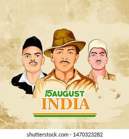 illustration of independence day in India celebration on August 15 poster, banner