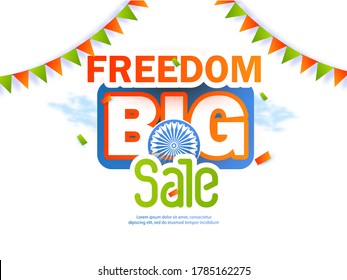 illustration of independence day in India celebration on August 15th.  design elements of the national day. 