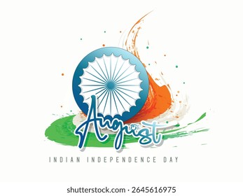 Illustration of Independence Day India concept with beautiful Tricolor flag and soldiers. 15th August vector design with creative background.