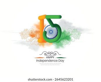 Illustration of Independence Day India concept with beautiful Tricolor Indian flag Balloons birds and elements. 15th August designs of Indian Sale 