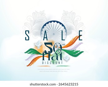 Illustration of Independence Day India concept with beautiful Tricolor Indian flag Balloons birds and elements. 15th August designs of Indian Sale 