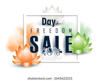 Illustration of Independence Day India concept with beautiful Tricolor Indian flag Balloons birds and elements. 15th August designs of Indian Sale 