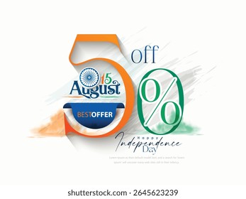 Illustration of Independence Day India concept with beautiful Tricolor Indian flag Balloons birds and elements. 15th August designs of Indian Sale 