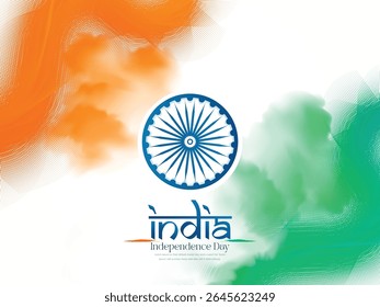 Illustration of Independence Day India concept with beautiful Tricolor Indian flag Balloons birds and elements. 15th August designs of Indian Sale 