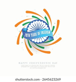 Illustration of Independence Day India concept with beautiful Tricolor Indian flag Balloons birds and elements. 15th August designs of Indian Sale 